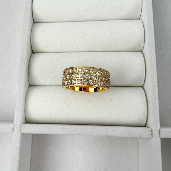 Gold Plated Full Eternity Wide Band Ring Chunky Ring For Women Gold Plated Ring - Picture 3 of 7